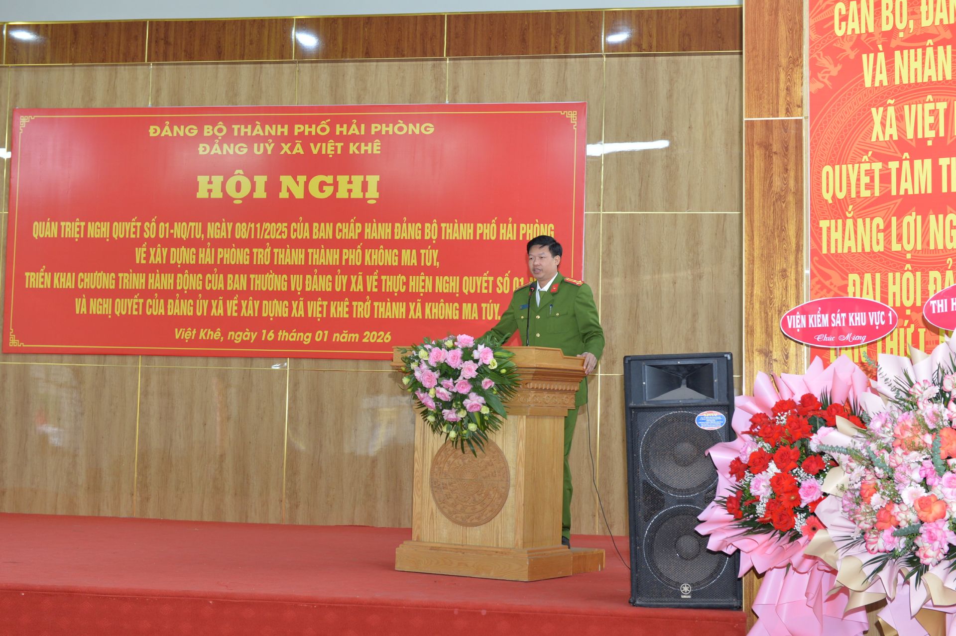 Trung t&aacute; Nguyễn Đức Sơn, Trưởng c&ocirc;ng an x&atilde; Việt Kh&ecirc; triển khai Nghị quyết của Đảng ủy x&atilde; Việt Kh&ecirc; về x&acirc;y dựng &ldquo;x&atilde; Việt Kh&ecirc; trở th&agrave;nh x&atilde; kh&ocirc;ng ma t&uacute;y.