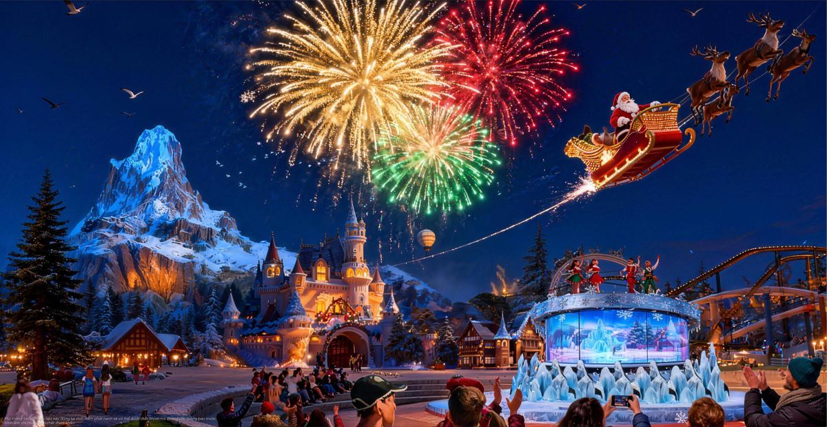 Thế giới băng tuyết lung linh với ngọn n&uacute;i tuyết 68m cao nhất thế giới tại &ldquo;kỳ quan giải tr&iacute;&rdquo; VinWonders 122ha trong l&ograve;ng Vịnh Ti&ecirc;n (Ảnh phối cảnh)