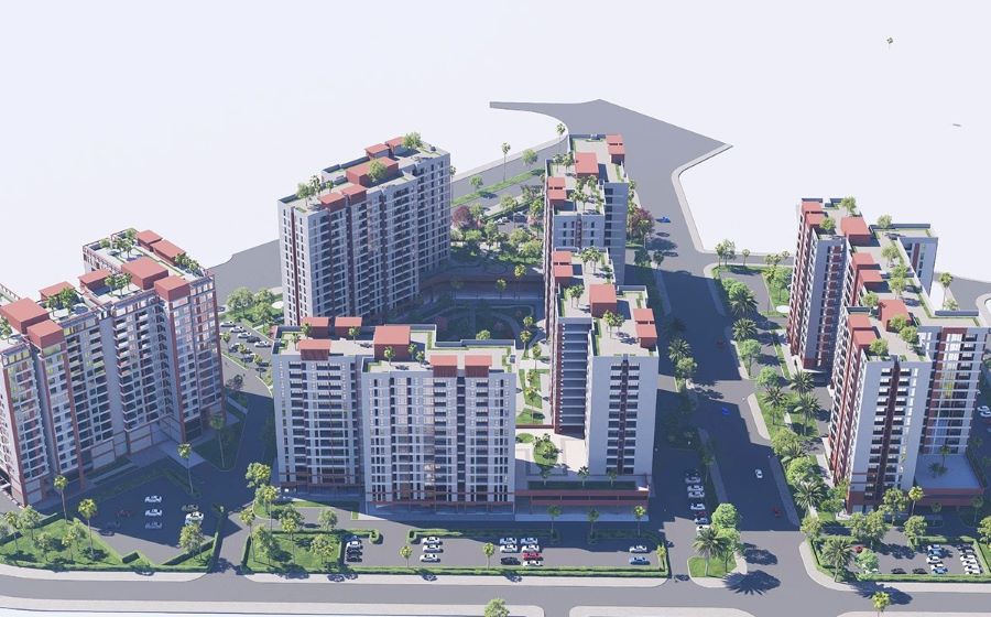 Phối cảnh thiết kế nh&agrave; ở x&atilde; hội phường Trần Ph&uacute; với 1.556 căn