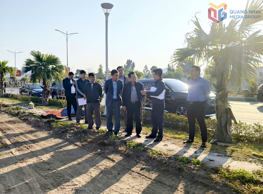 &Ocirc;ng Cao Tường Huy, Ủy vi&ecirc;n Ban Thường vụ Tỉnh ủy, B&iacute; thư Đảng ủy, Chủ tịch HĐND đặc khu V&acirc;n Đồn, kiểm tra dự &aacute;n cải tạo, chỉnh trang khu đ&ocirc; thị Thống Nhất