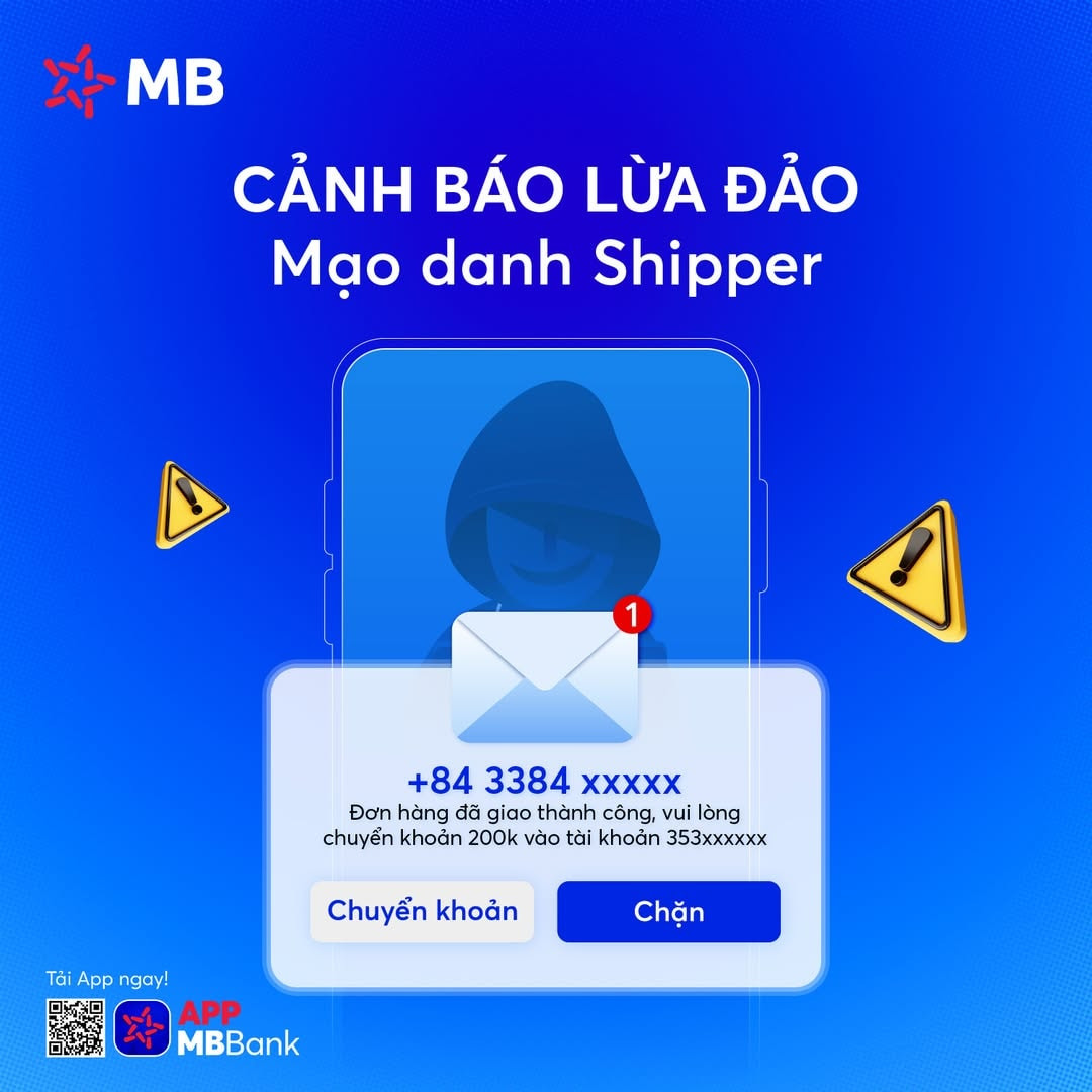 MB cảnh b&aacute;o thủ đoạn mạo danh shipper dịp cận Tết. Ảnh: MB