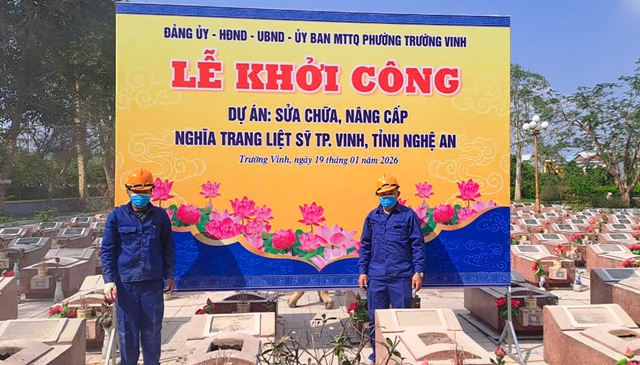 Dự &aacute;n cải tạo, n&acirc;ng cấp Nghĩa trang Liệt sĩ th&agrave;nh phố Vinh giai đoạn 1 thể hiện đạo l&yacute; &ldquo;Uống nước nhớ nguồn&rdquo;, đ&aacute;p ứng nhu cầu thăm viếng của Nh&acirc;n d&acirc;n.