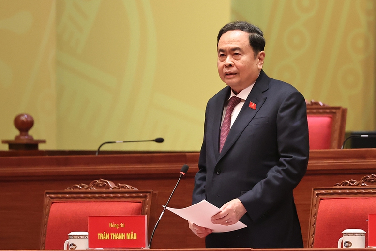 Đồng ch&iacute; Trần Thanh Mẫn, Ủy vi&ecirc;n Bộ Ch&iacute;nh trị, Chủ tịch Quốc hội điều h&agrave;nh phi&ecirc;n họp - Ảnh: VGP/Nhật Bắc