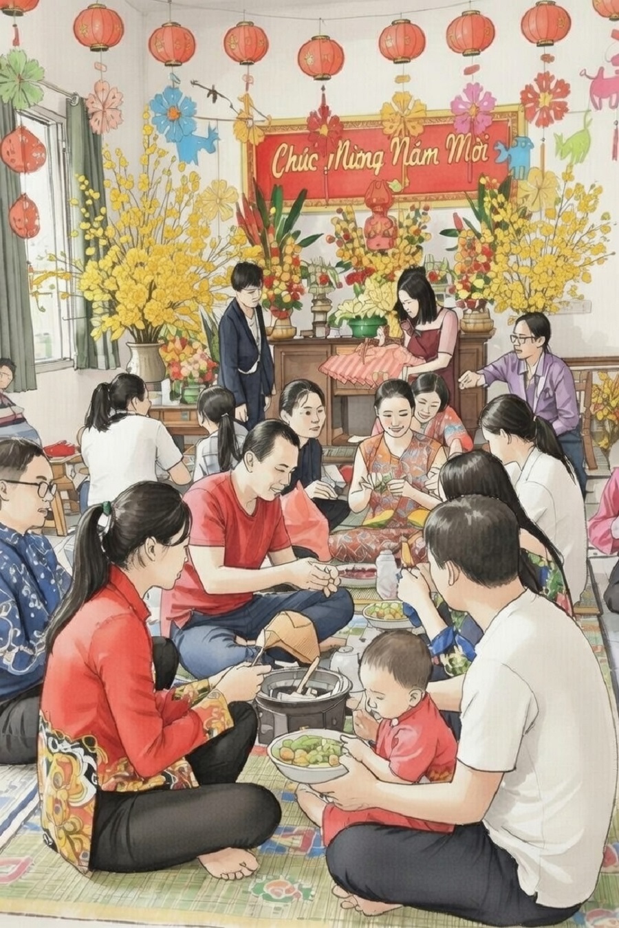 Tết đo&agrave;n vi&ecirc;n vui tươi,l&agrave;nh mạnh, tiết kiệm