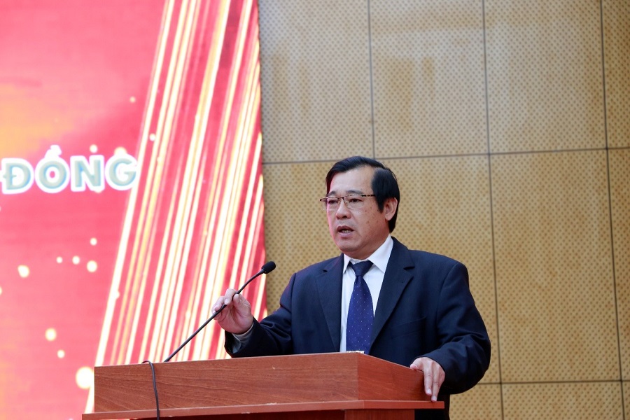 &Ocirc;ng Lương Thanh Sơn - Chủ tịch Li&ecirc;n hiệp c&aacute;c Hội Khoa học v&agrave; Kỹ thuật tỉnh ph&aacute;t biểu tại Hội nghị