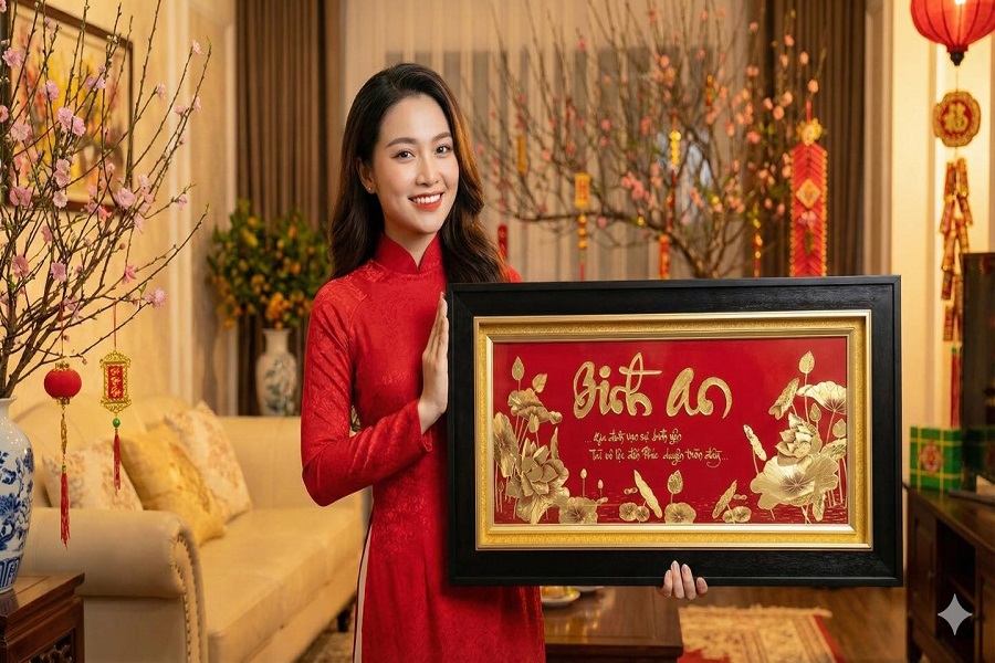 Tranh mạ vàng Sao Mai - Quà khai xuân được giới doanh nhân và gia đình Việt ưa chuộng