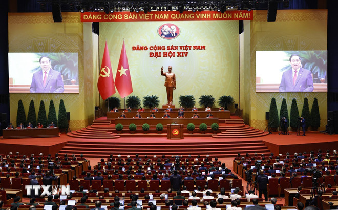 Phi&ecirc;n bế mạc Đại hội XIV của Đảng. (Ảnh: TTXVN)