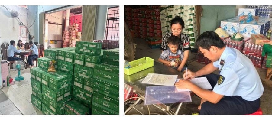 Lực lượng QLTT Vĩnh Long tuy&ecirc;n truyền t&igrave;nh trạng bia giả cho tiều thương
