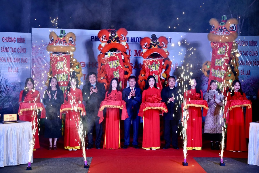 Lâm Đồng: Khai mạc Đường hoa ánh sáng, nghệ thuật “Sáng tạo cùng hoa Mai Anh Đào Đà Lạt”