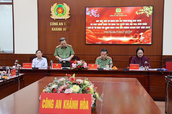 Đại t&aacute; Nguyễn Qu&acirc;n- Ph&oacute; B&iacute; thư Đảng ủy, Ph&oacute; Gi&aacute;m đốc C&ocirc;ng an tỉnh ph&aacute;t biểu khai mạc