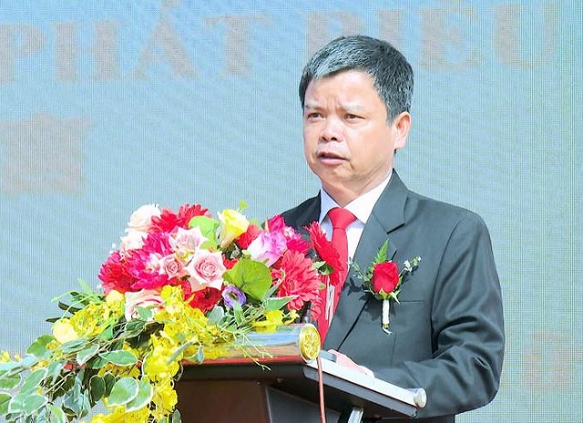 &Ocirc;ng Nguyễn Hữu Quế ph&aacute;t biểu tại buổi lễ. Ảnh: MH