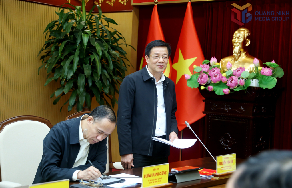 &Ocirc;ng Nguyễn Văn Hồi, Chủ nhiệm Ủy ban Kiểm tra Tỉnh ủy, ph&aacute;t biểu tại buổi l&agrave;m việc