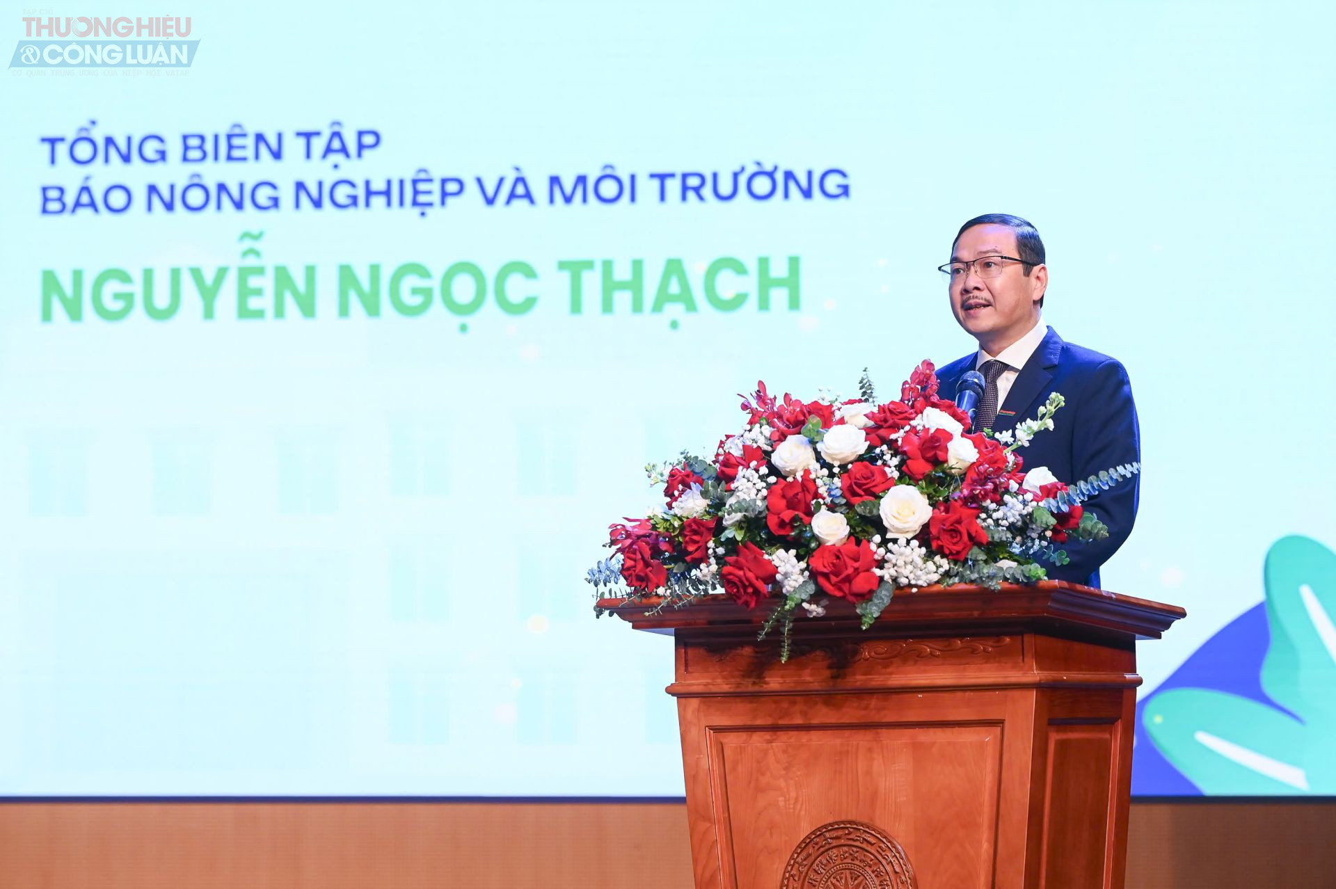 &Ocirc;ng Nguyễn Ngọc Thạch, Tổng Bi&ecirc;n tập B&aacute;o N&ocirc;ng nghiệp v&agrave; M&ocirc;i trường, ph&aacute;t biểu tại lễ trao giải.