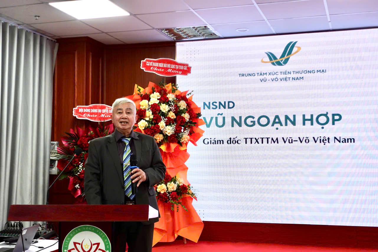 &Ocirc;ng Vũ Ngoạn Hợp, Gi&aacute;m đốc Trung t&acirc;m X&uacute;c tiến Thương mại Vũ V&otilde; Việt Nam, ph&aacute;t biểu tại sự kiện