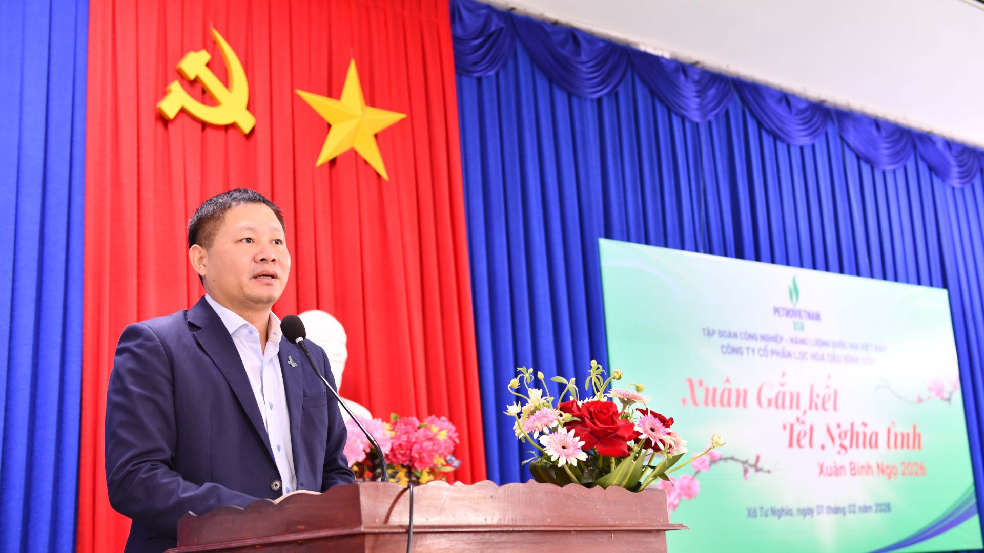 Đồng ch&iacute; B&ugrave;i Ngọc Dương &ndash; B&iacute; thư Đảng ủy, Chủ tịch HĐQT BSR ph&aacute;t biểu.