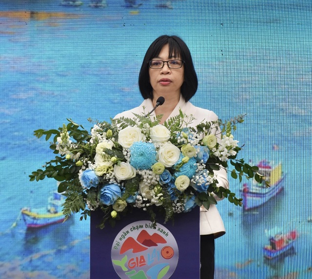 B&agrave; Nguyễn Thị Thanh Lịch ph&aacute;t biểu tại Lễ Khai mạc Chương tr&igrave;nh. Ảnh: Đ-Hưng
