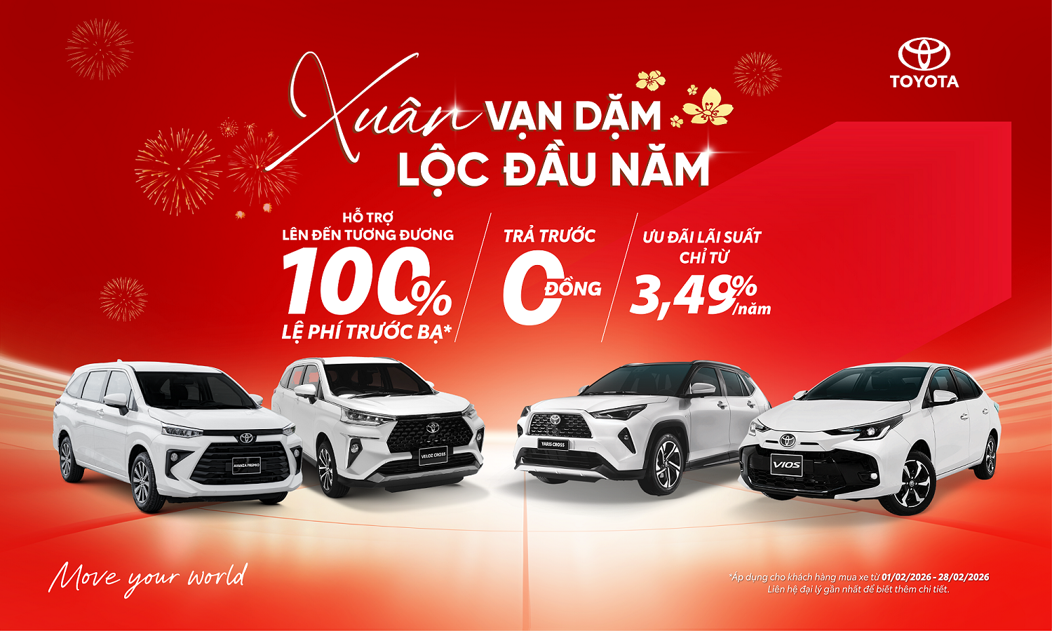 Chương trình ưu đãi dành cho khách hàng mua xe Toyota trong tháng 2/2026