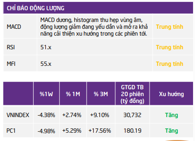 TPS đưa ra một số chỉ báo kỹ thuật đối với cổ phiếu PC1 TPS đưa ra một số chỉ báo kỹ thuật đối với cổ phiếu PC1
