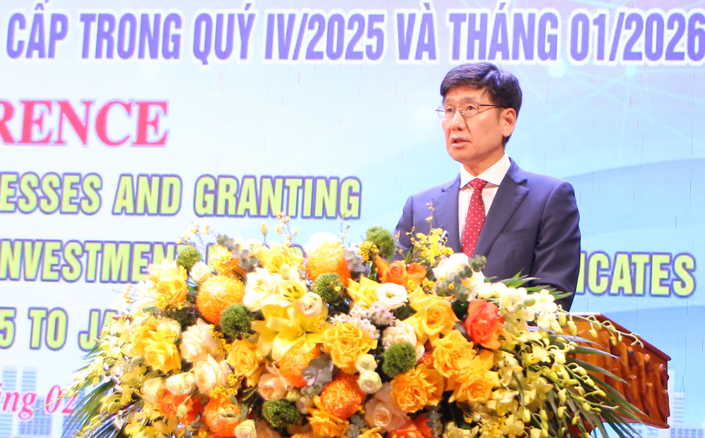 &Ocirc;ng Na Ki Hong, Tổng Gi&aacute;m đốc Samsung Việt Nam ph&aacute;t biểu.