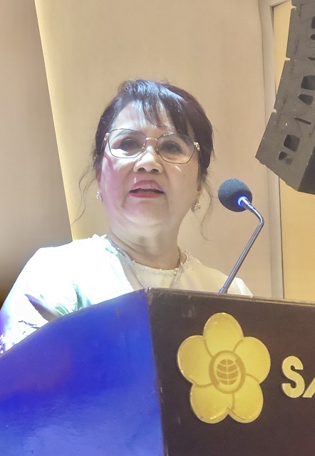 B&agrave; Đồng Thị &Aacute;nh ph&aacute;t biểu tại Hội nghị v&agrave; Lễ kỷ niệm. Ảnh: Viết Hiền