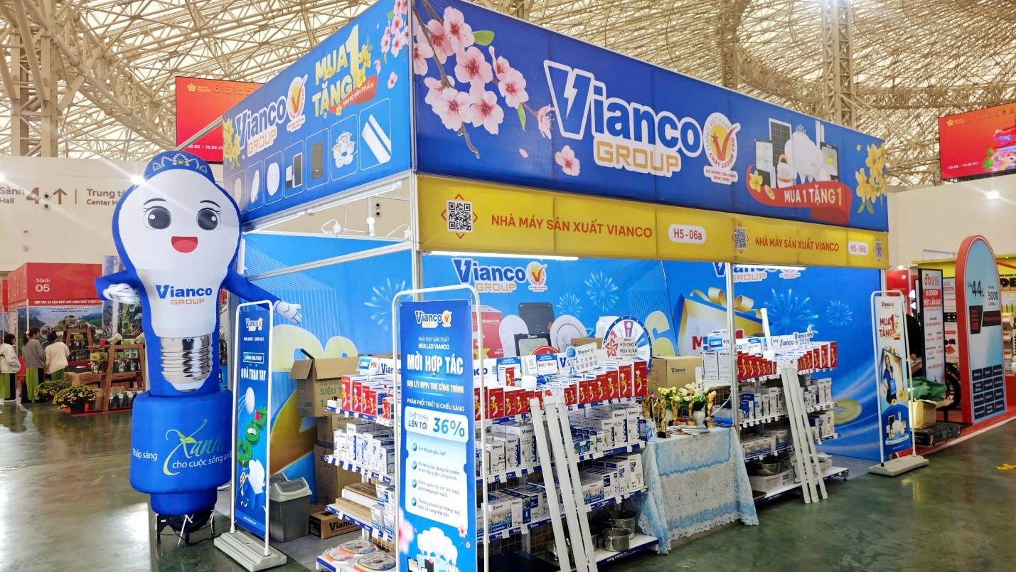 Gian h&agrave;ng Đ&egrave;n LED Vianco tại Hội chợ m&ugrave;a Xu&acirc;n 2026