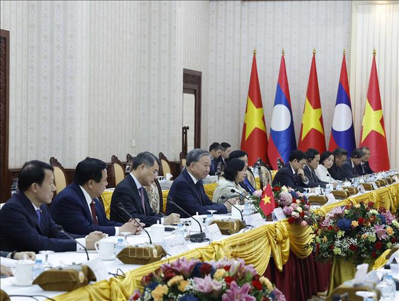 Tổng B&iacute; thư T&ocirc; L&acirc;m ph&aacute;t biểu tại cuộc hội kiến Thủ tướng L&agrave;o Sonexay Siphandone - Ảnh: TTXVN