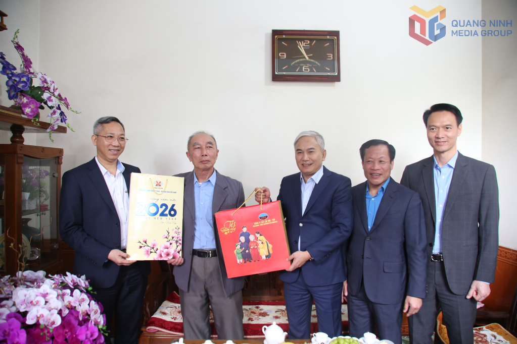 &Ocirc;ng Vũ Anh Tuấn, Ph&oacute; B&iacute; thư Đảng ủy, Tổng Gi&aacute;m đốc Tập đo&agrave;n, tặng qu&agrave; Tết cho Anh h&ugrave;ng Lao động H&agrave; Văn Hồng
