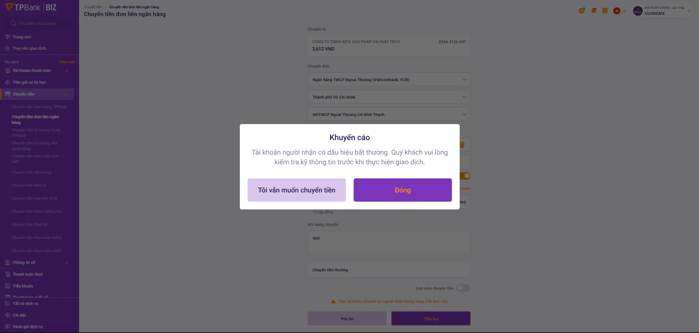 TPBank sở hữu hệ thống kết nối với Bộ C&ocirc;ng an, dữ liệu chung của Ng&acirc;n h&agrave;ng Nh&agrave; nước, gi&uacute;p nhận diện, cảnh b&aacute;o những số t&agrave;i khoản lừa đảo v&agrave; ngăn chặn giao dịch đ&aacute;ng ngờ.