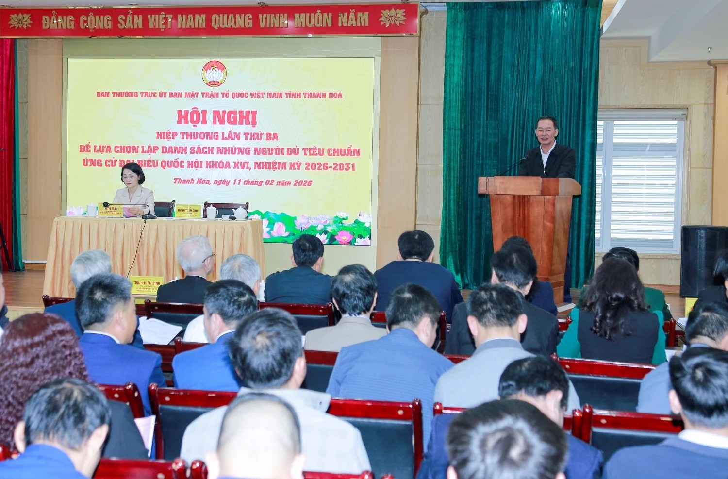 Đồng ch&iacute; Trịnh Tuấn Sinh, Ph&oacute; B&iacute; thư Tỉnh ủy, Chủ tịch Ủy ban MTTQ tỉnh ph&aacute;t biểu kết luận hội nghị.