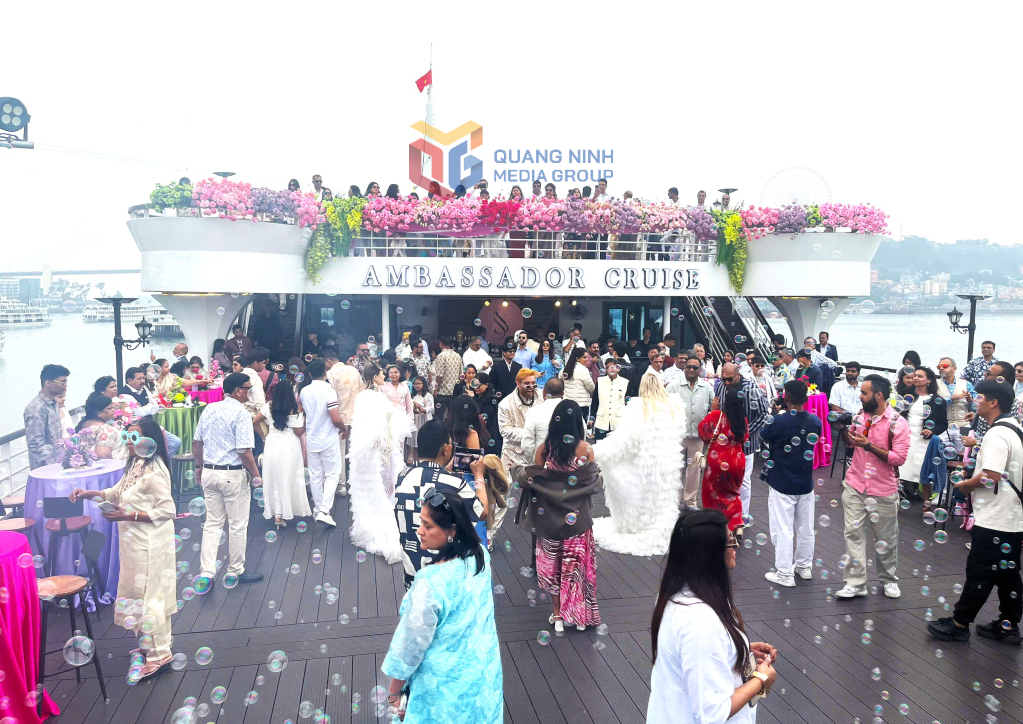 Đ&aacute;m cưới được tổ chức tr&ecirc;n Vịnh Hạ Long