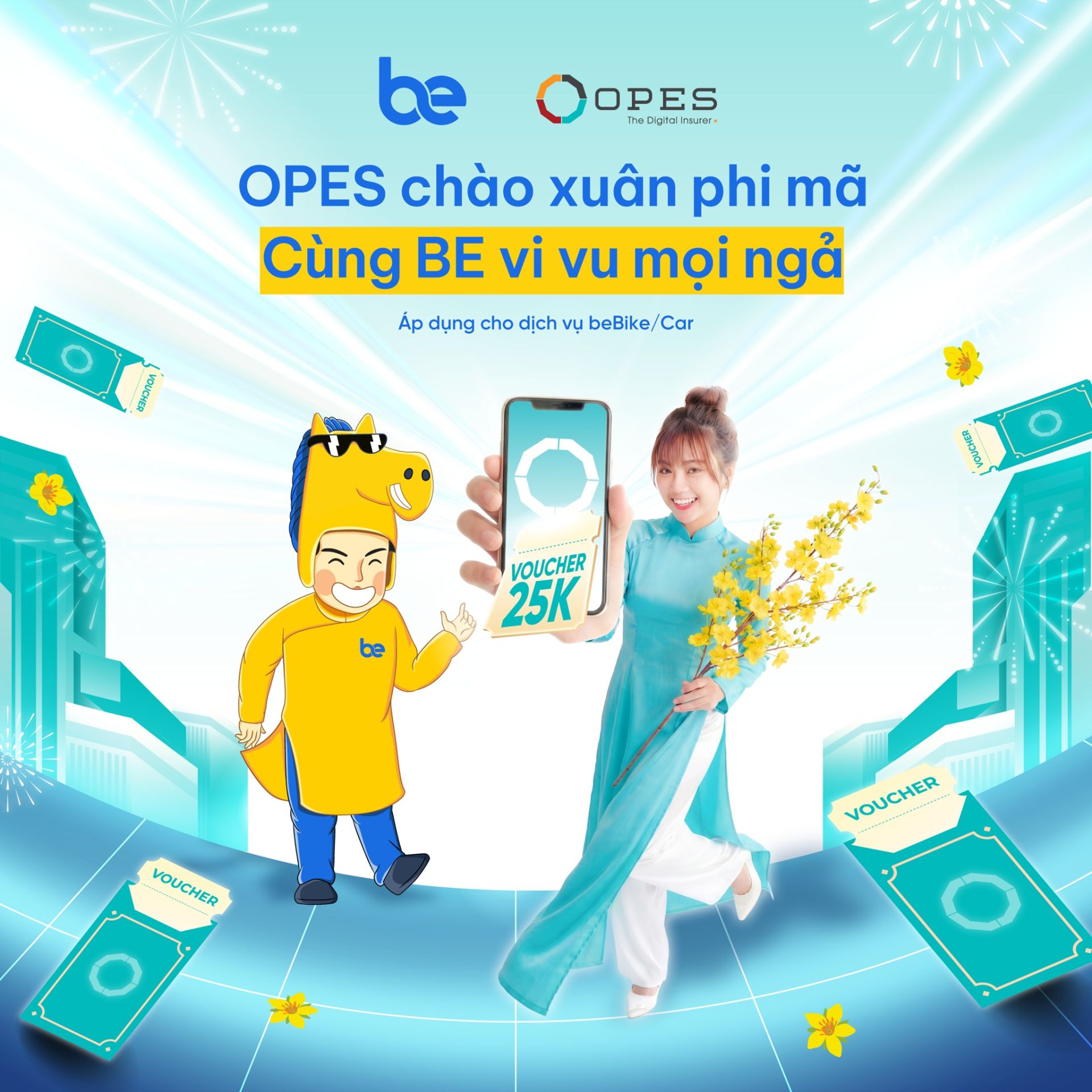 Bảo hiểm số OPES tặng voucher 25.000 cho người dùng gọi xe trên BE