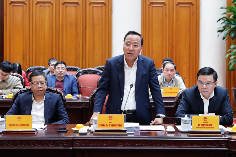 Đại diện Bộ C&ocirc;ng Thương b&aacute;o c&aacute;o tại Phi&ecirc;n họp - Ảnh: VGP/Nhật Bắc