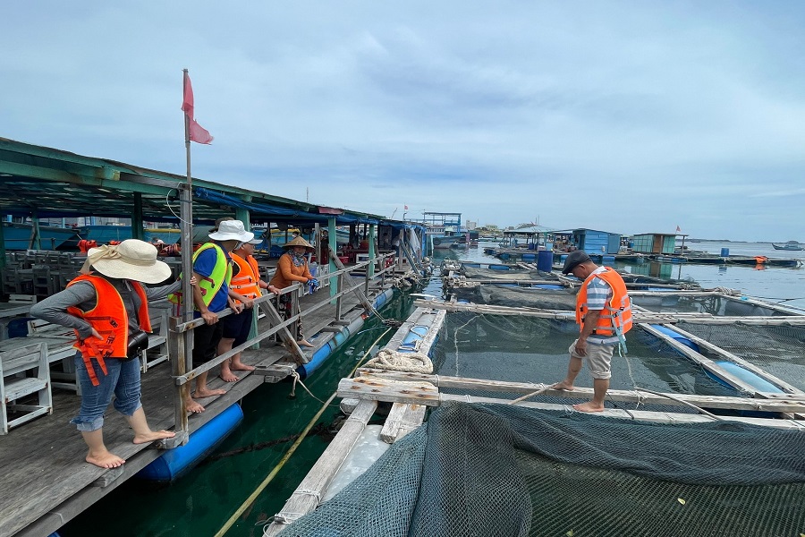 Kiểm tra lồng b&egrave; tr&ecirc;n biển Đặc khu Ph&uacute; Qu&yacute;