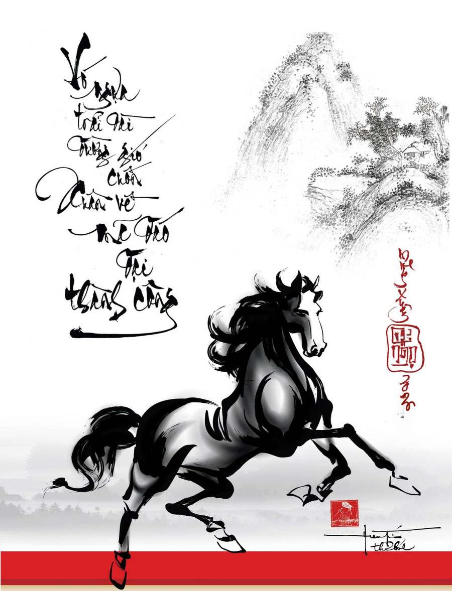 V&oacute; ngựa an l&agrave;nh l&agrave; h&igrave;nh ảnh ch&uacute; ngựa hi&ecirc;n ngang, vững ch&atilde;i như sức trẻ vươn l&ecirc;n trong kỷ nguy&ecirc;n mới v&agrave; tr&agrave;n đầy tự tin nh&igrave;n vần thơ đầy &yacute; nghĩa.