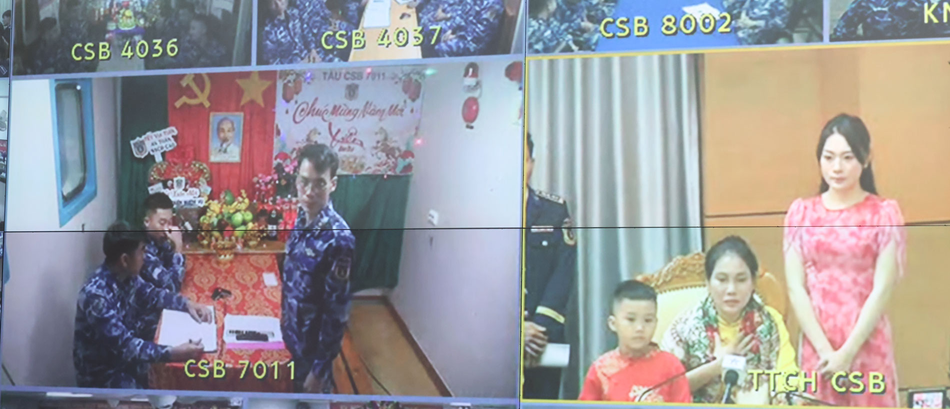 Gia đ&igrave;nh Thượng &uacute;y QNCN Nguyễn Tiến Th&agrave;nh - Nh&acirc;n vi&ecirc;n Radar t&agrave;u CSB 7011 được kết nối qua hệ thống vệ tinh Visat