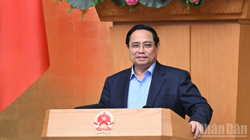 Thủ tướng Ch&iacute;nh phủ Phạm Minh Ch&iacute;nh ph&aacute;t biểu &yacute; kiến kết luận cuộc họp. (Ảnh: TRẦN HẢI)