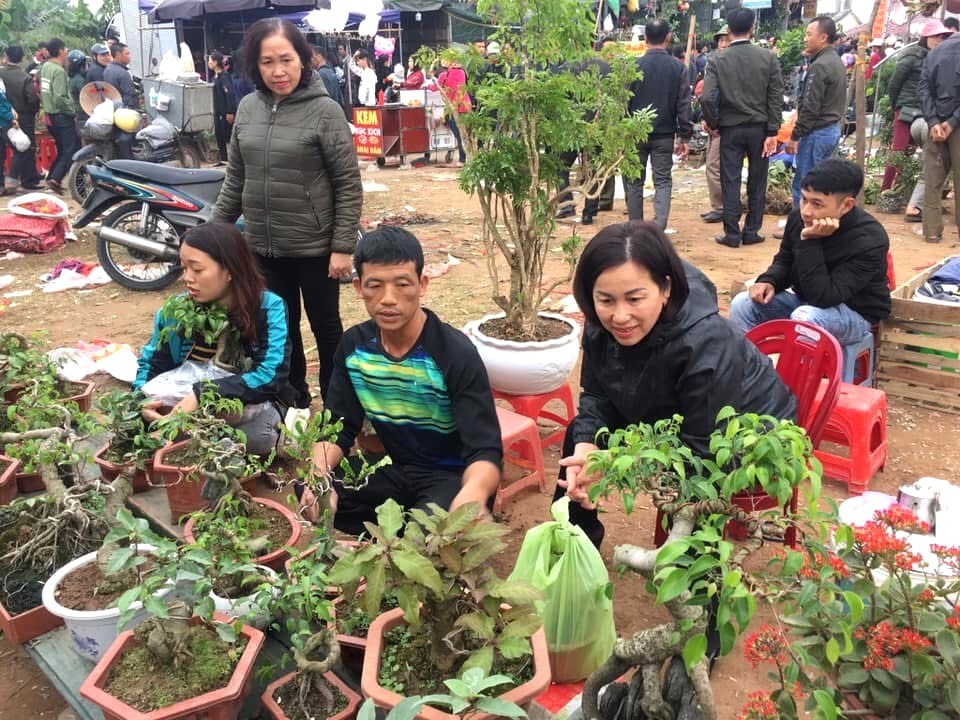 17 C&aacute;c gian h&agrave;ng c&acirc;y cảnh tại chợ Viềng Nam Trực lu&ocirc;n thu h&uacute;t đ&ocirc;ng người tham quan, mua b&aacute;n.