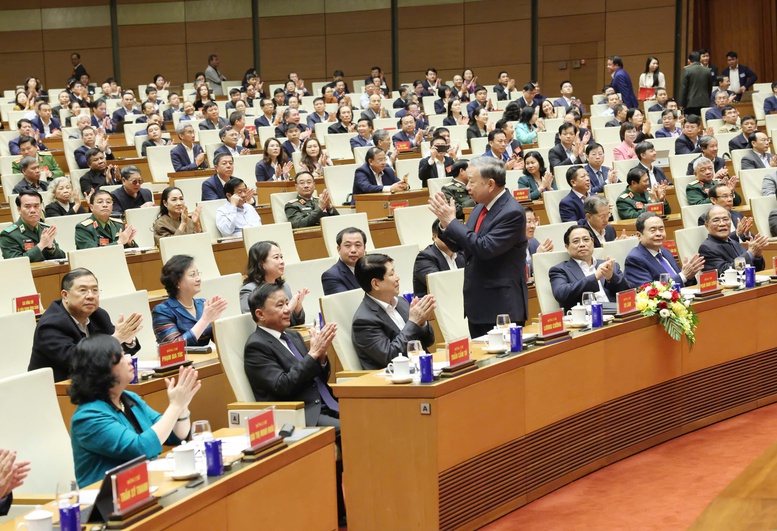 Tổng B&iacute; thư T&ocirc; L&acirc;m v&agrave; c&aacute;c đại biểu dự Hội nghị - Ảnh: VGP/Nhật Bắc