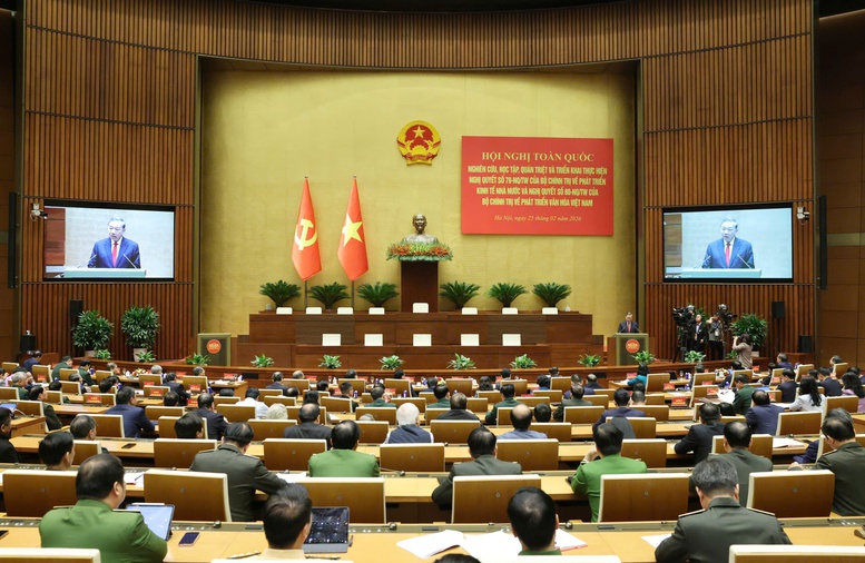 Tổng B&iacute; thư T&ocirc; L&acirc;m: Kinh tế nh&agrave; nước c&ugrave;ng với kinh tế tư nh&acirc;n đ&atilde; tạo th&agrave;nh hai trụ cột quan trọng của nền kinh tế thị trường định hướng x&atilde; hội chủ nghĩa - Ảnh VGP/Nhật Bắc