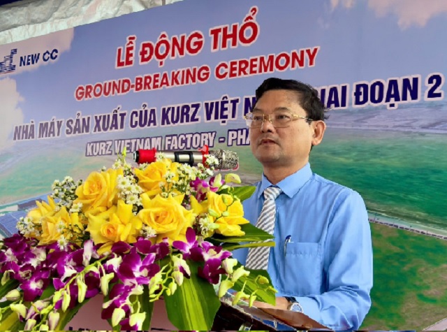 &Ocirc;ng Nguyễn Tự C&ocirc;ng Ho&agrave;ng ph&aacute;t biểu tại Lễ động thổ.