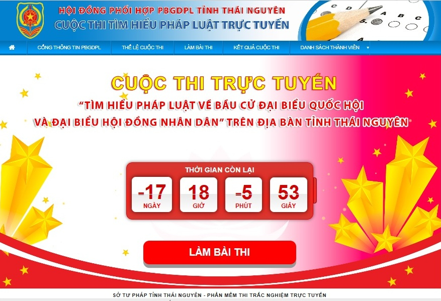 Cuộc thi được triển khai tr&ecirc;n trang th&ocirc;ng tin của Hội đồng phối hợp phổ biến gi&aacute;o dục ph&aacute;p luật tỉnh