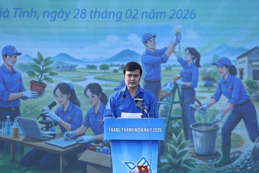 B&iacute; thư Thứ nhất BCH Trung ương Đo&agrave;n B&ugrave;i Quang Huy ph&aacute;t động tại chương tr&igrave;nh