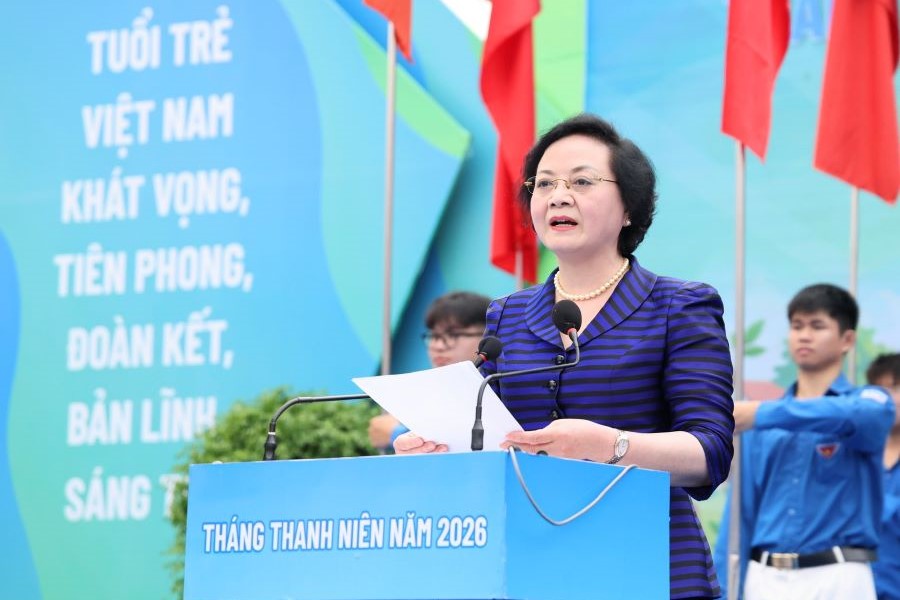 Ph&oacute; Thủ tướng Ch&iacute;nh phủ Phạm Thị Thanh Tr&agrave; ph&aacute;t biểu tại buổi lễ