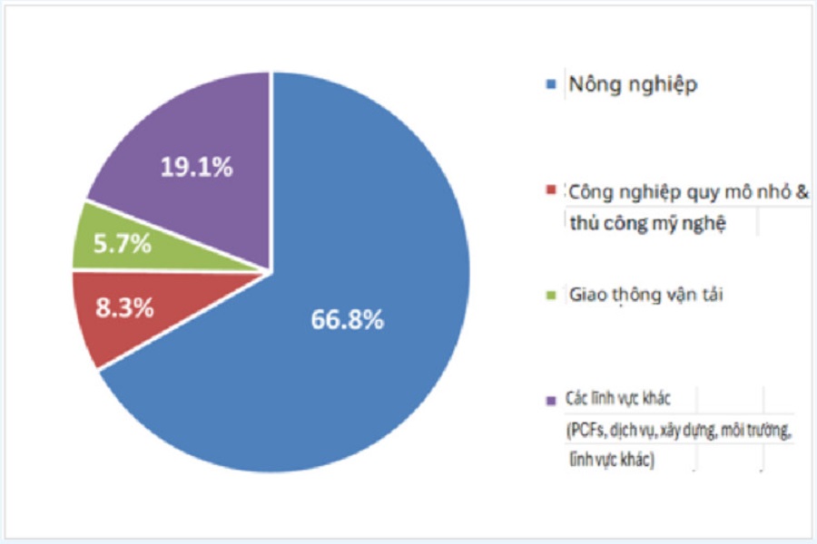 Ph&acirc;n bố hợp t&aacute;c x&atilde; theo ng&agrave;nh, 2024 (Nguồn: VCA, S&aacute;ch trắng Hợp t&aacute;c x&atilde; 2024)