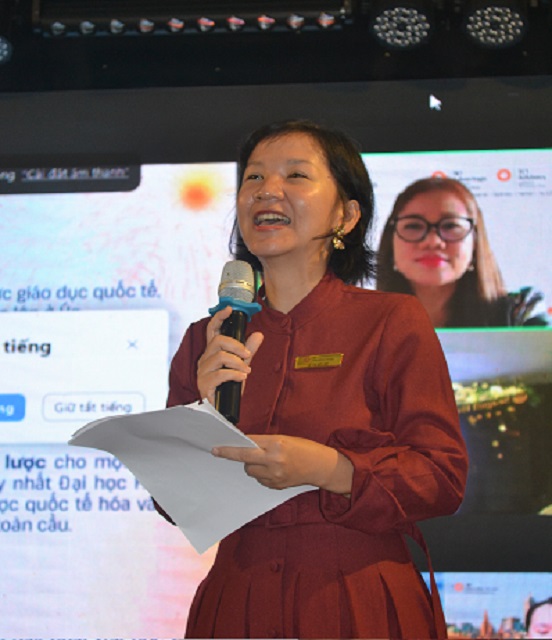 B&agrave; L&ecirc; Mỹ Ngọc Tr&acirc;m trao đổi tại Hội thảo. Ảnh: VH