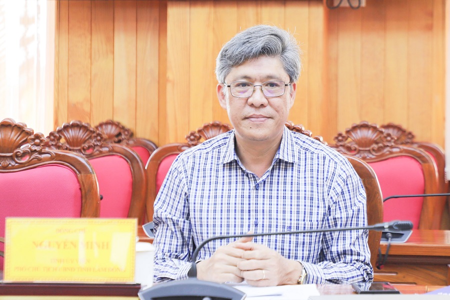 Đồng ch&iacute; Nguyễn Minh, Ph&oacute; Chủ tịch UBND tỉnh L&acirc;m Đồng ph&aacute;t biểu kết luận buổi l&agrave;m việc