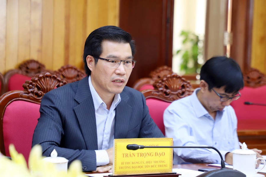 Tiến sĩ Trần Trọng Đạo, Hiệu trưởng Trường Đại học T&ocirc;n Đức Thắng đề xuất một số vấn đề hợp t&aacute;c trong thời gian tới