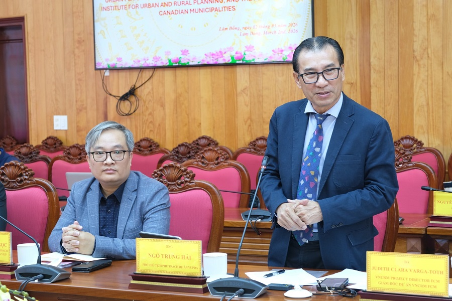 &Ocirc;ng Ng&ocirc; Trung Hải, Ph&oacute; Chủ tịch phụ tr&aacute;ch Dự &aacute;n ph&aacute;t biểu tại buổi l&agrave;m việc