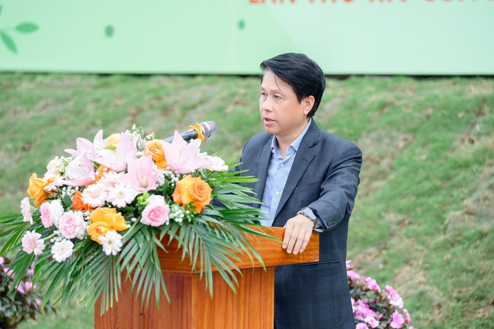 Ph&oacute; Thống đốc NHNN, Chủ tịch C&ocirc;ng đo&agrave;n Ng&acirc;n h&agrave;ng Việt Nam Phạm Tiến Dũng ph&aacute;t biểu ph&aacute;t động chương tr&igrave;nh Tết trồng c&acirc;y v&agrave; phong tr&agrave;o thi đua ng&agrave;nh Ng&acirc;n h&agrave;ng