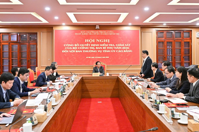 Công bố Quyết định kiểm tra, giám sát đối với Ban Thường vụ Tỉnh ủy Cao Bằng
